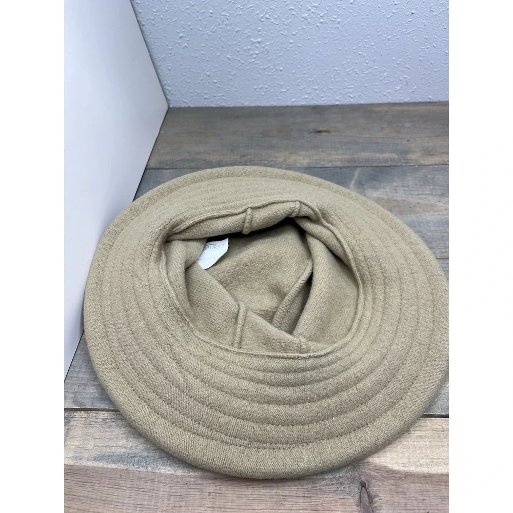PARKHURST 100% wool Brimmed Hat Made‎ Canada Packable Tan hoop